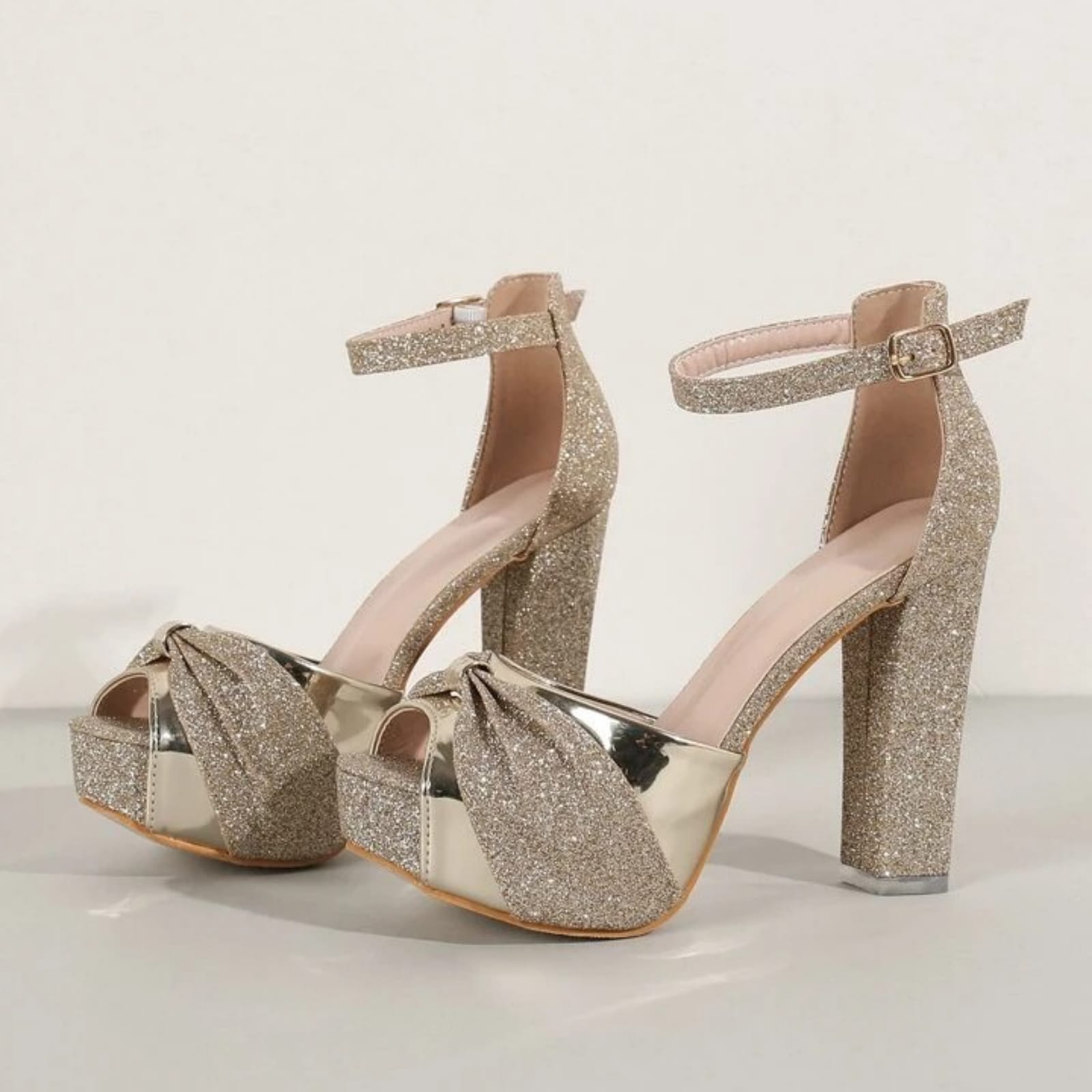Women Fashion Glitter Block Heels Sandal Best For Every Function Bridal Wear Party Wear