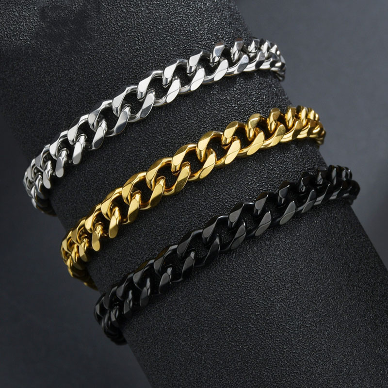 High Quality Pure Silver Stainless Steel Italian Thin Cuban Chain For Men