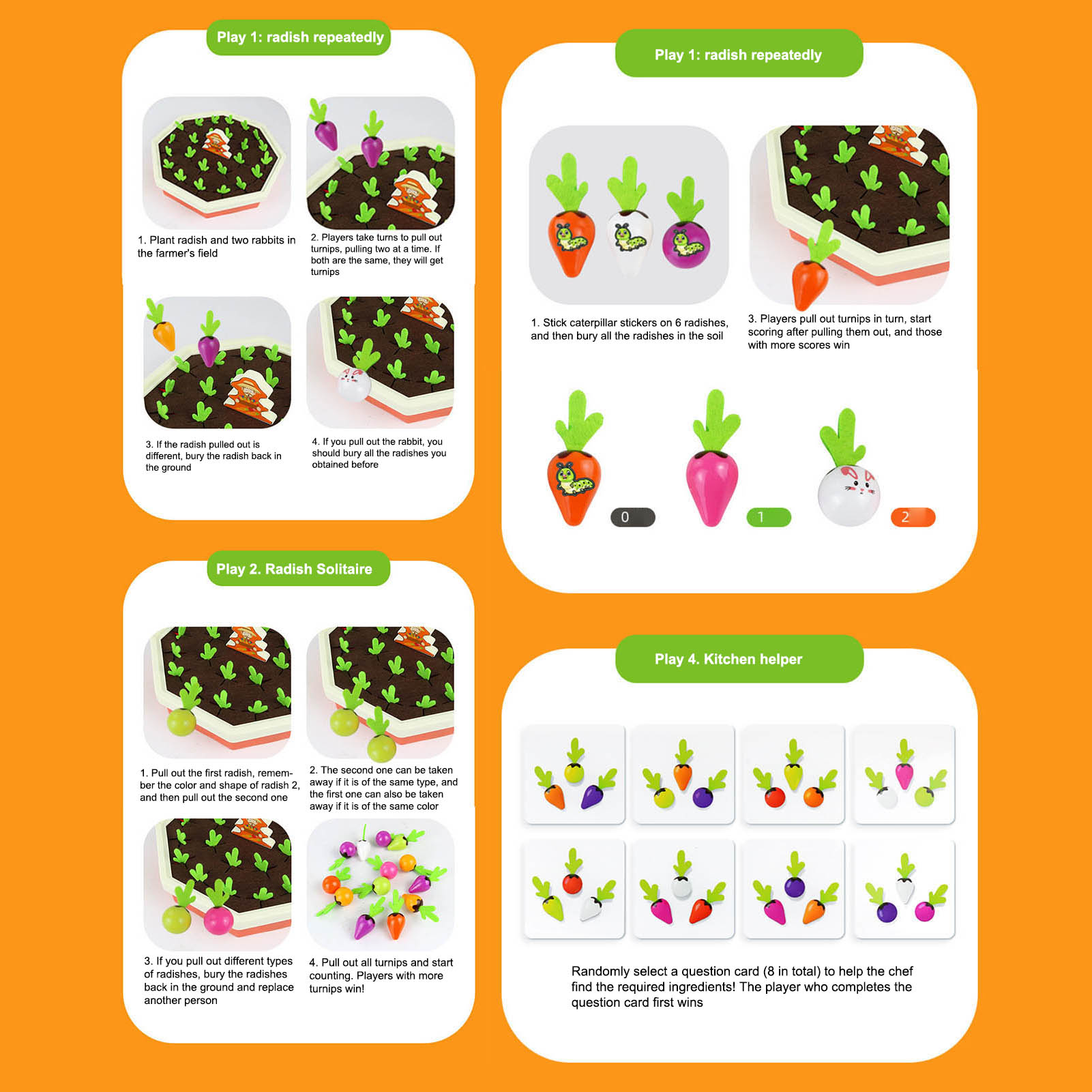 Loveseason Pull Radish Game Safe Boys Girls Early Learning Pull Radish Toy