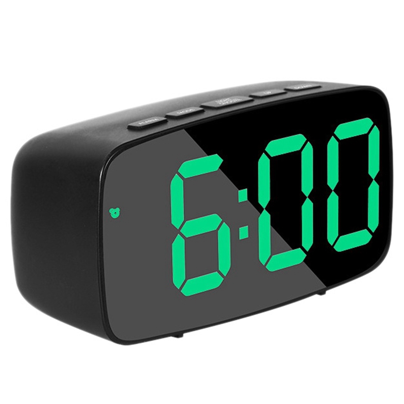 Smart Digital Alarm Clock Bedside,Green LED Travel USB Desk Clock with