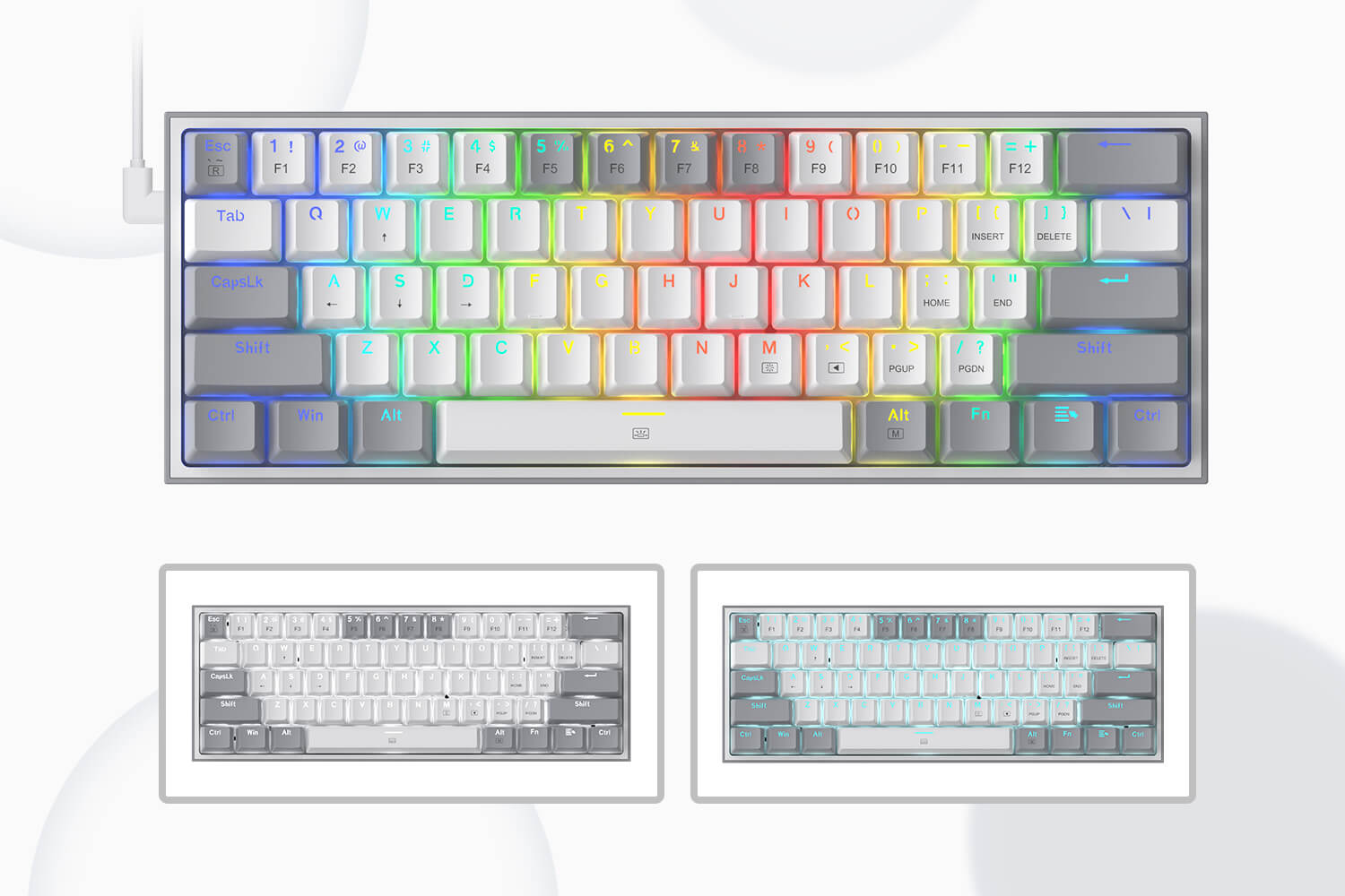 Redragon K617 Fizz 60% Wired RGB Mechanical Gaming Keyboard White Grey 61 Keys Hot-Swap Compact Mechanical Keyboard Linear Red Switch 18 718373109f4c5101c8fbf1116697fda7