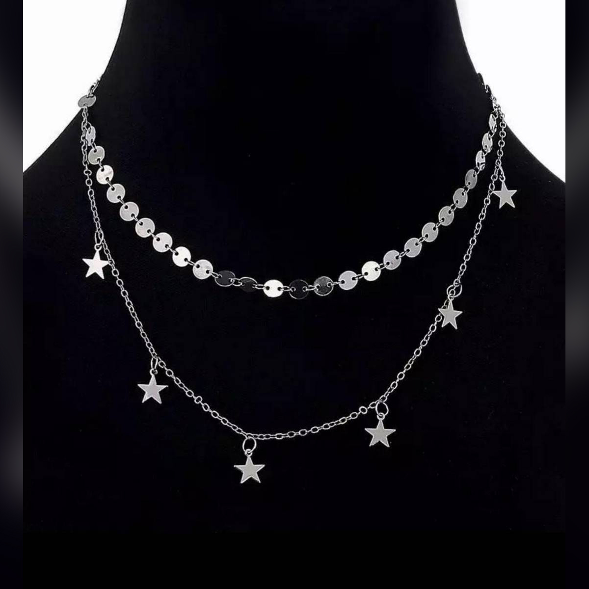 Silver - Multi- Layer Coin Star Chain Choker Necklace - CIN52 | Daraz.pk