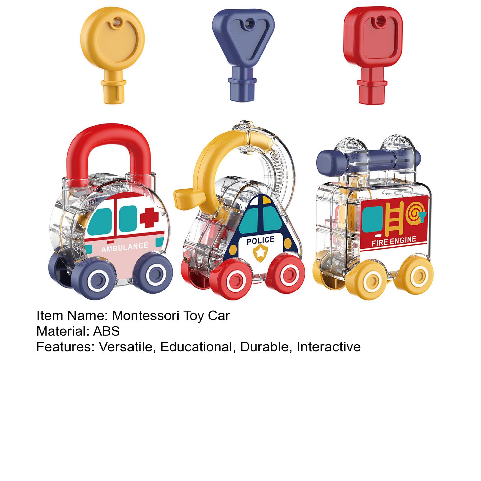 Inertial Scooter Car Montessori Car Lock Key Toy Set Color Matching Fine Motor Skills Development For Kids Educational Learning Toy Montessori Toy Car