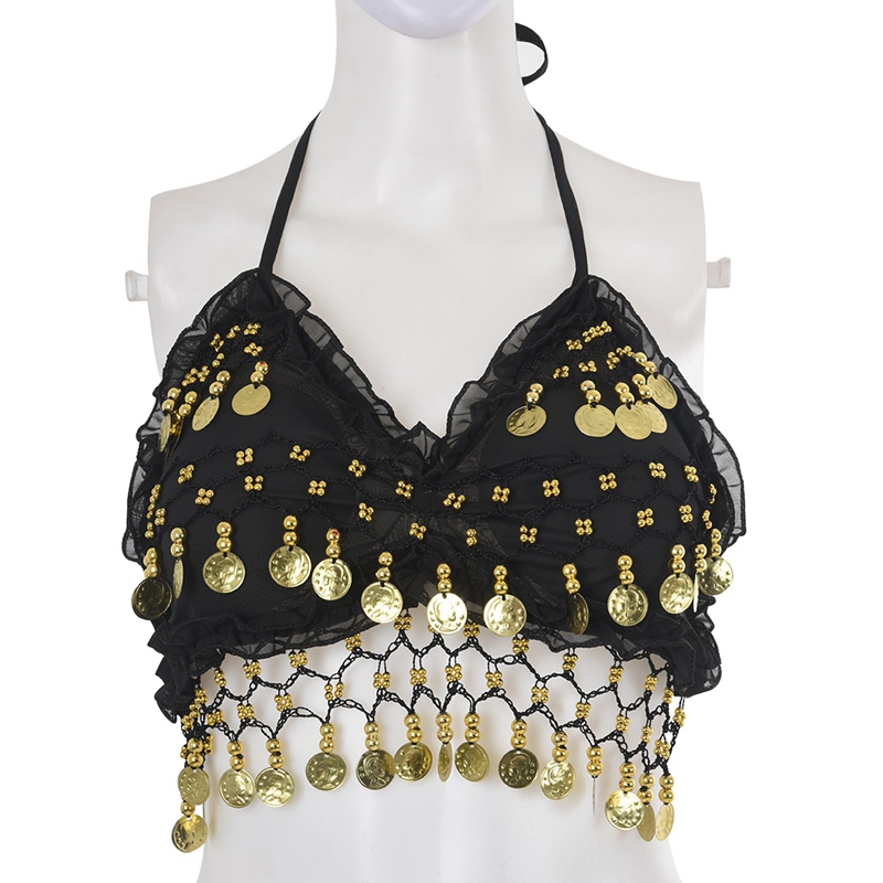 FS-y lace pleated chiffon coin Belly Dance Bra Top Costume