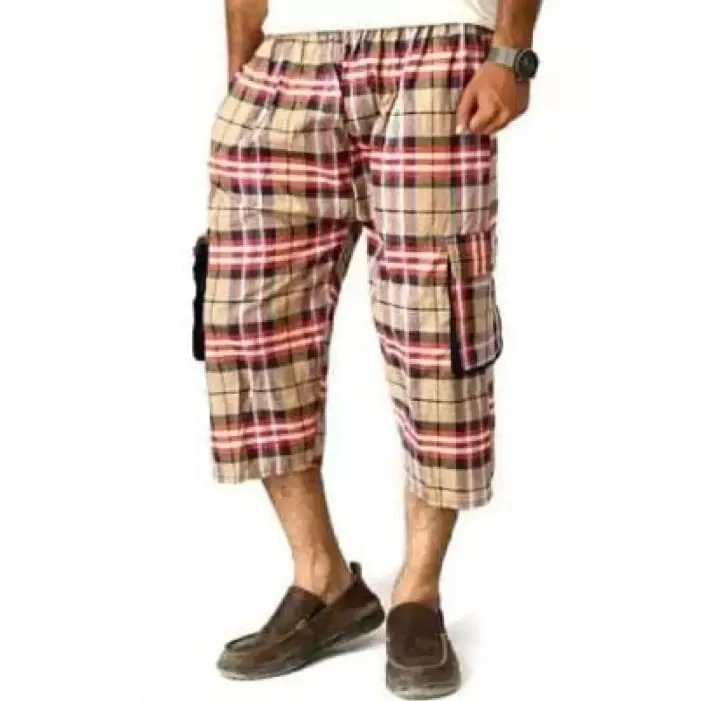 Summer Cotton Quarter Shorts For Men - Checked Prints Shorts For Summer