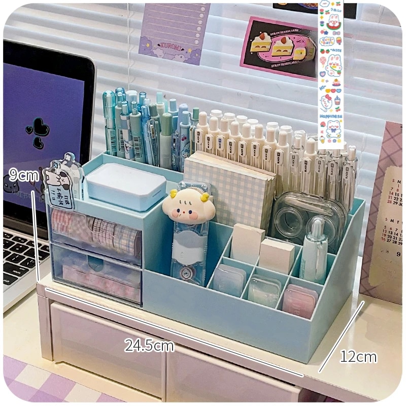 Shinny Cute Pen Holder Storage Box Organizer Girl Drawertype Desktop