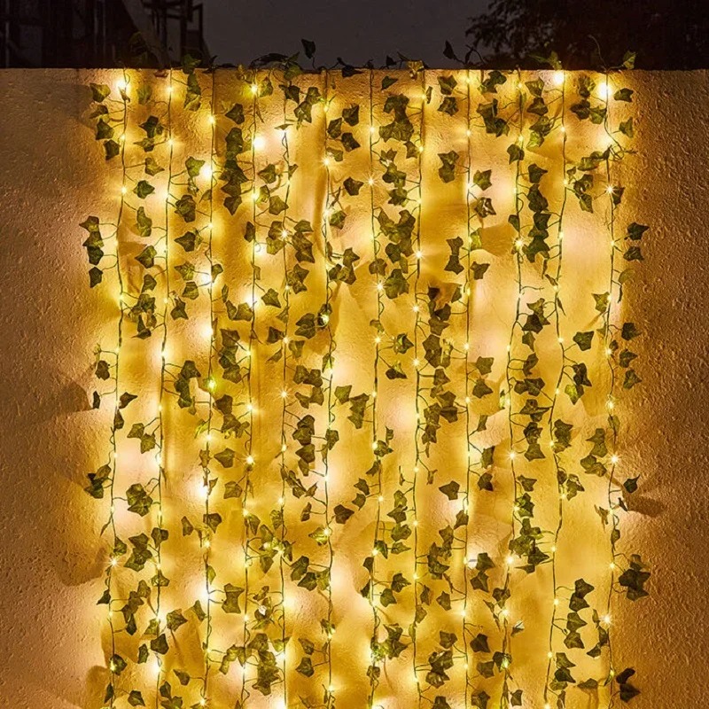 BOSTON'S STORE LED Fairy Lights with Artificial Plant Leaves bail with 10 ft String, Hanging bail, Fairy Lights, Battery Operated, Perfect for Home, Wedding, and Room Wall and home Decoration
