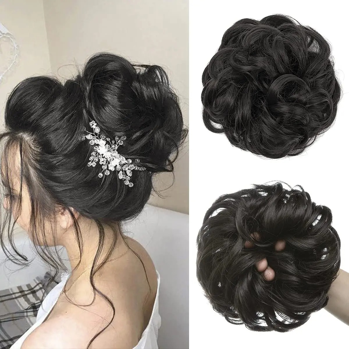 New Arrival Synthetic Bun Extensions Messy Scrunchies Hair Care Pieces for Women - Natural Color