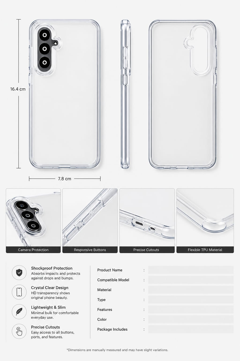 Samsung A16 Transparent Silicon Back Cover