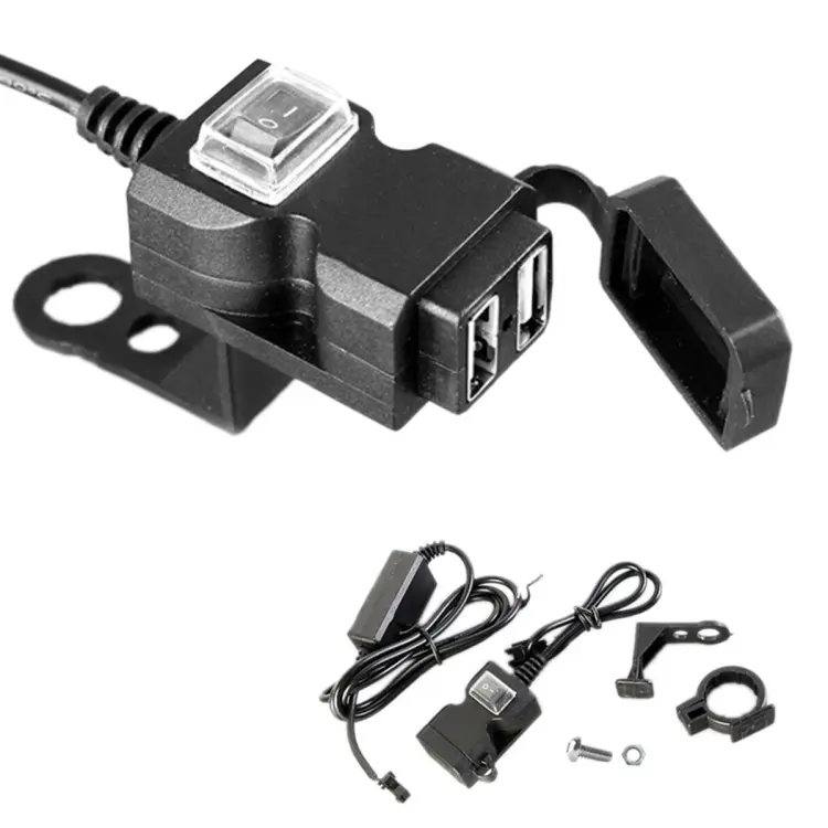 12V Waterproof Motorbike Motorcycle Dual-USB Charger Power Socket Adapter  Outlet