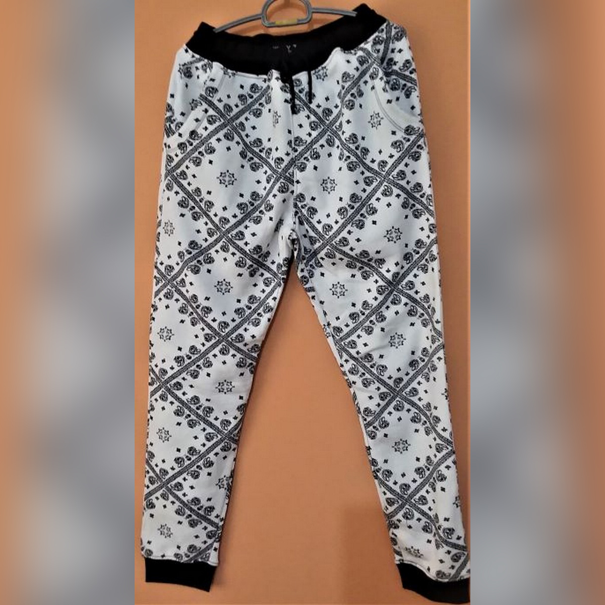 White Printed Three Pocket Fleece Trouser