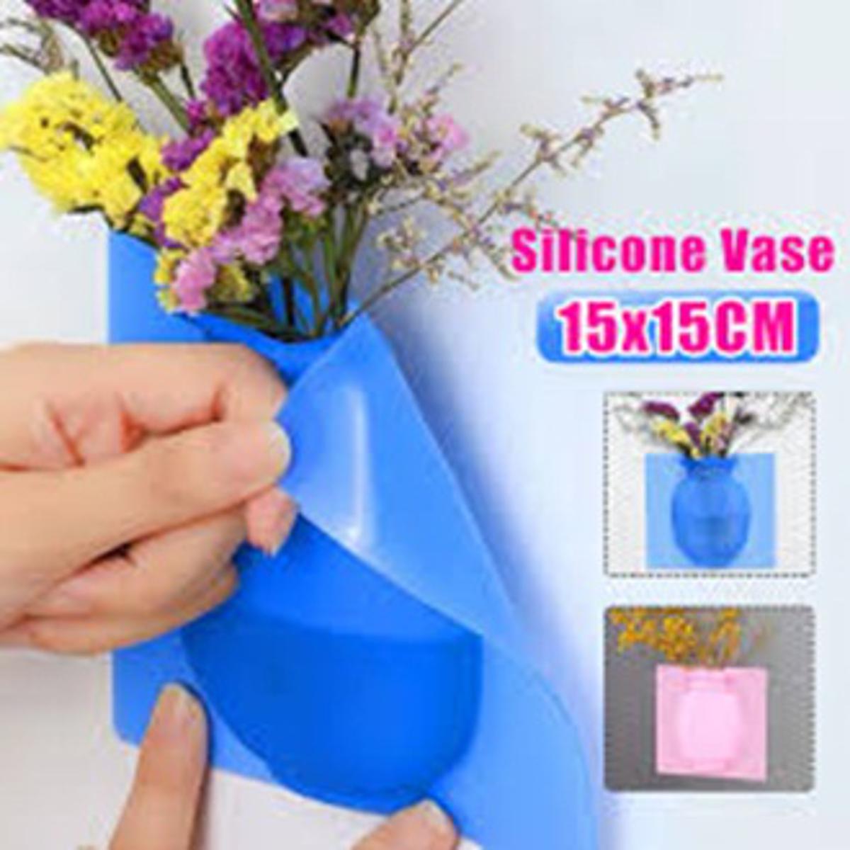 Magic Rubber Silicone Sticky Flower wall hanging Vase Container Floret Bottle