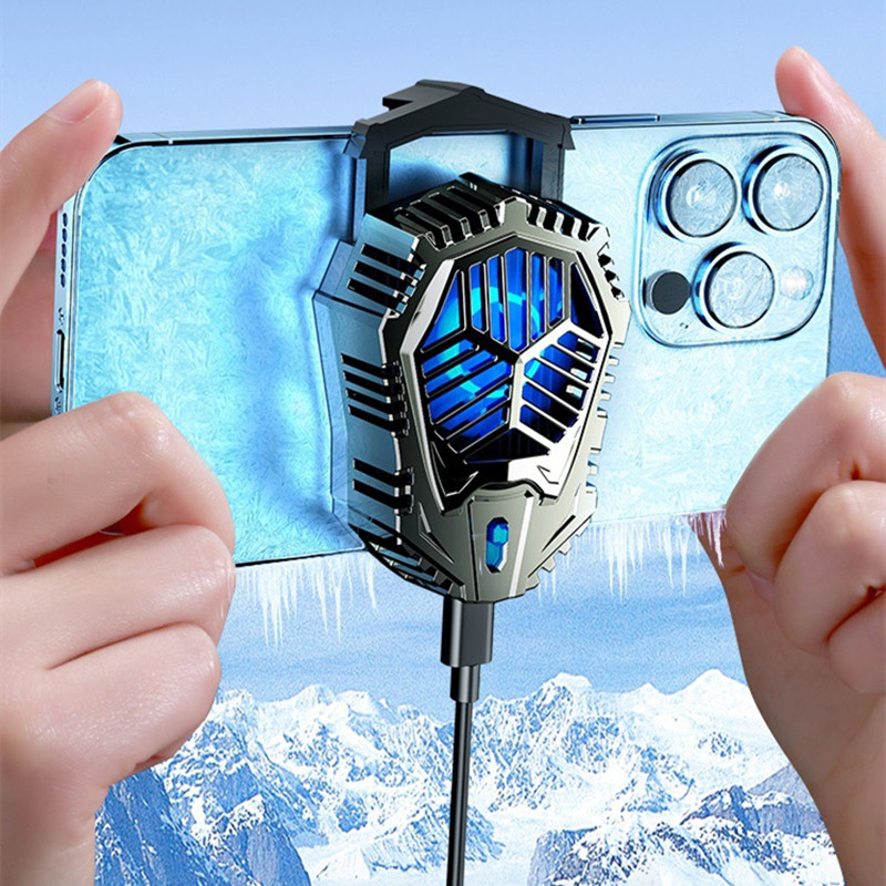 AL07 Mobile Phone Cooling Fan | Dual Gears Two Speed Modes | Game Phone Cooler System Plugin Silent Radiator RGB Lights | Adjustable Portable Heat Sink Semiconductor USB Phone Radiator Stand Gamepad Trigger Controller Holder Cooling Fan For PUBG FREEFIRE