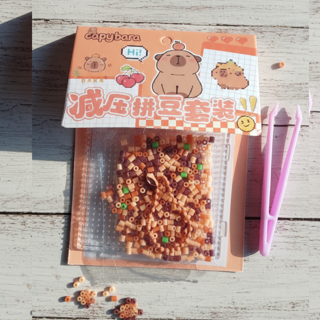Cute Capybara Pixel Art Fuse Beads Kit DIY Perler Melting Beads Craft Set with Pegboard, Tweezers & Multicolor Beads Stress Relief Creative Puzzle Toy for Kids & Beginners | Buy2Enjoy