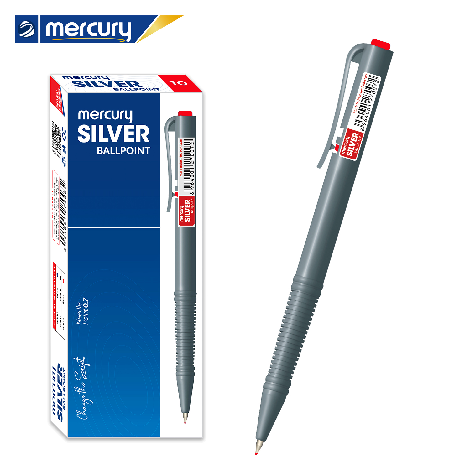 Mercury Silver Ballpoint Pen (box Of 10pcs)