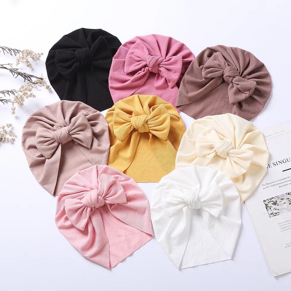 Pack of 6 Summer Turban caps random colors  for baby girl born baby turban caps