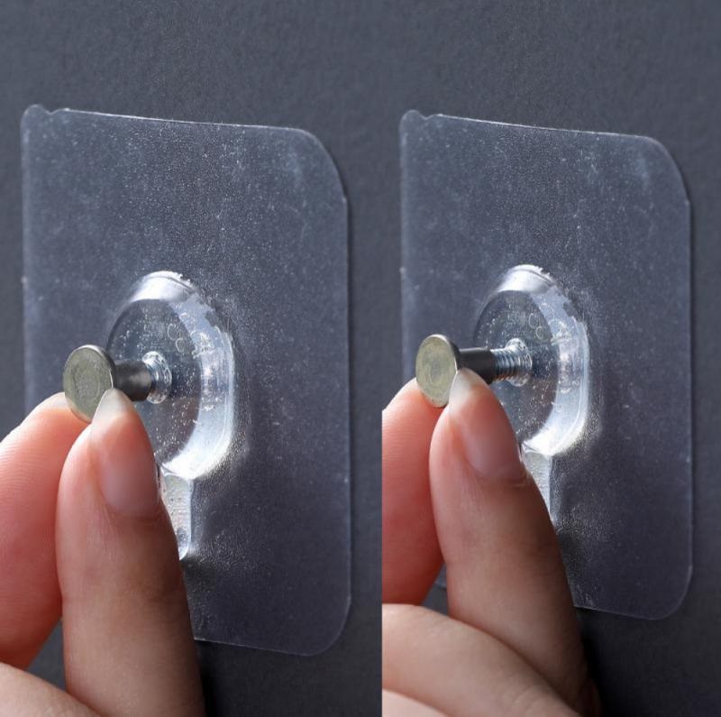 2/6pcs Strong Adhesive Nails Wall Poster Seamless Wall Hook Waterproof Durable Transparent for Kitchen Bathroom Screw Hook Hanger Picture Photo Frame Painting Self Adhesive Wall Screw Sticker PVC