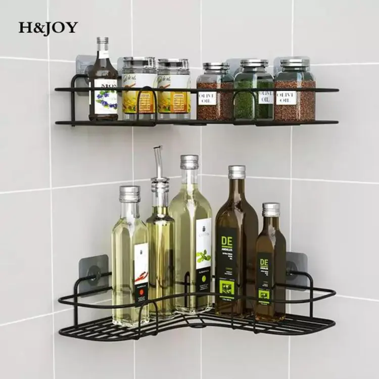 1pc Traceless Adhesive Bathroom Corner Shelf, Wall Mounted