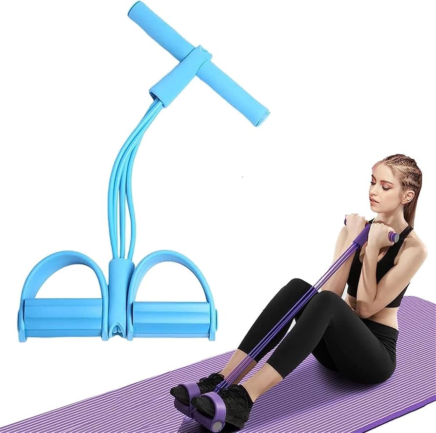 Sasti Choice Premium Quality 4 Tube Tummy Trimmer – Double Spring Pull Reducer Resistance Band | Belly Fat Burner & Abdominal Workout Equipment for Men & Women | Home Gym Fitness Body Exerciser for Weight Loss & Core Strength