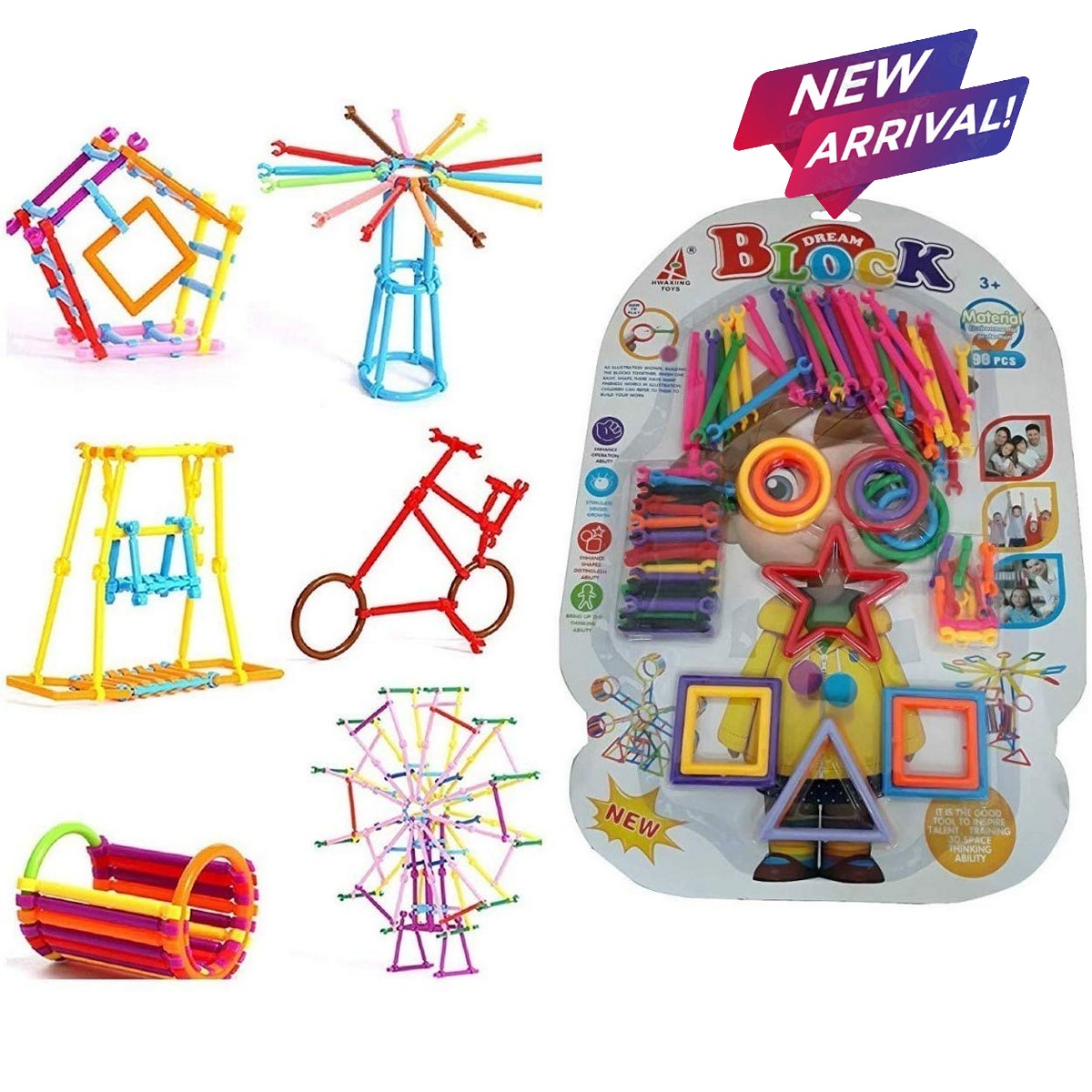 Sticks Blocks Educational Building Blocks Smart City DIY Stick Toys Different Shape Game for Kids Boys and Girls (Pipe Puzzle Game)