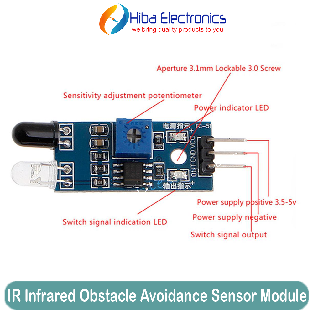 2PCS FC-51 3-Pin IR Infrared Obstacle Avoidance Sensor Module for Arduino