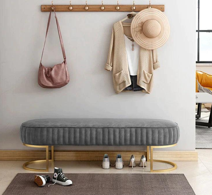 Luxe Living Co - Customized 3 Seater Luxury sofa sitting Stool With Metal Stand- sofa Chair Stool