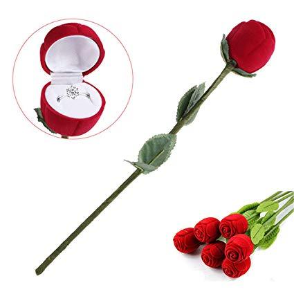 Red Rose Ring with Box for Wedding Valentines Engagement
