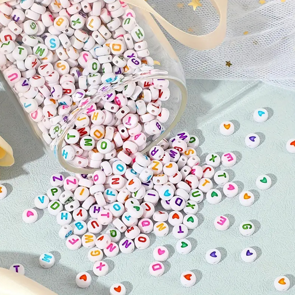 White Round Acrylic Alphabet Beads candy colors Alphabets 7mm Ideal for DIY Bracelets Jewelry Making Craft Bead Perfect for Mother’s Day Gift Craft Supplies, Handmade Accessories, Playful Design