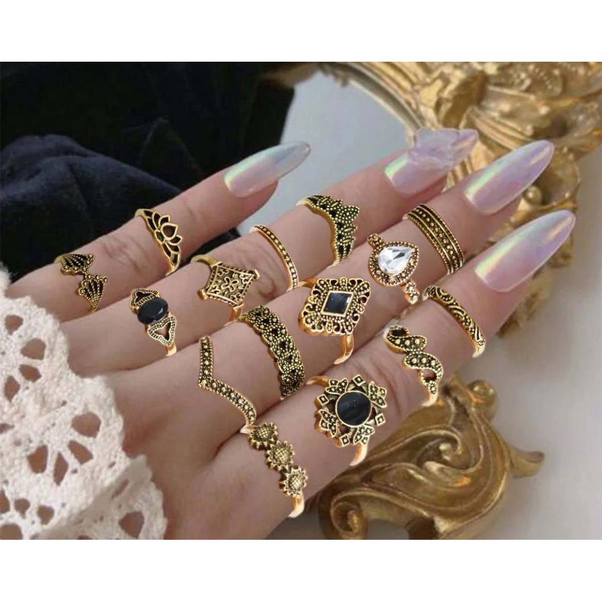 Eisa 15 Pieces Rings For Girls - High Quality Imported Latest Design 15 Pcs Ring Set For Girls - Ring Set For Women
