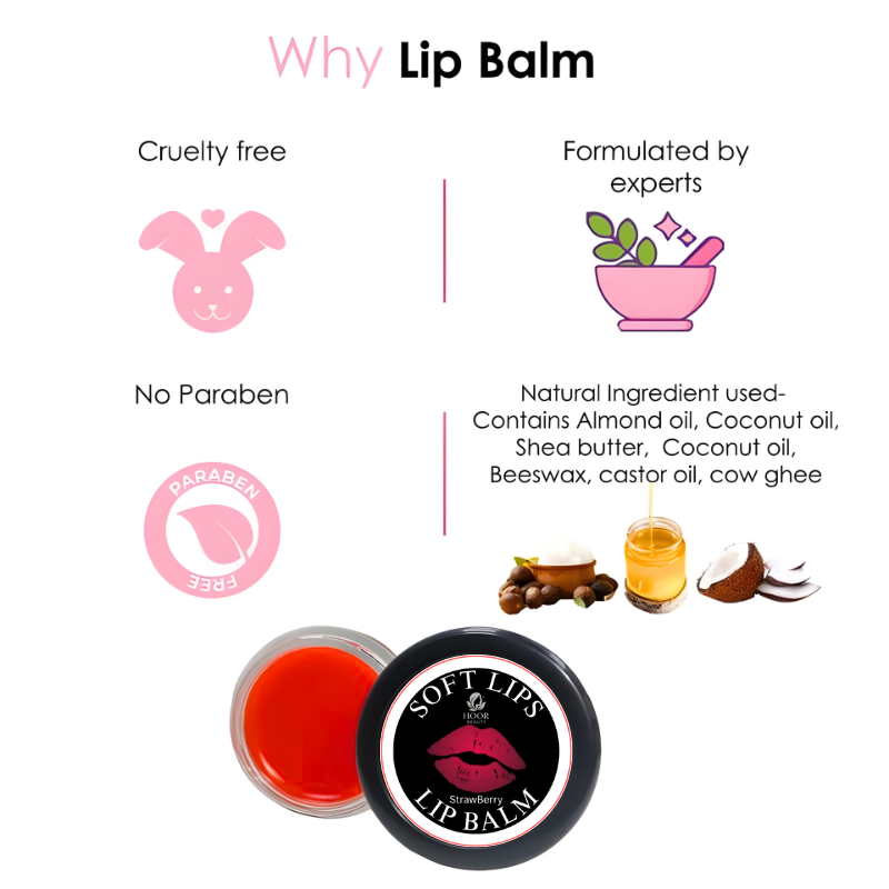 Pink Strawberry Lip Balm | Natural Lip Softener & Brightener
