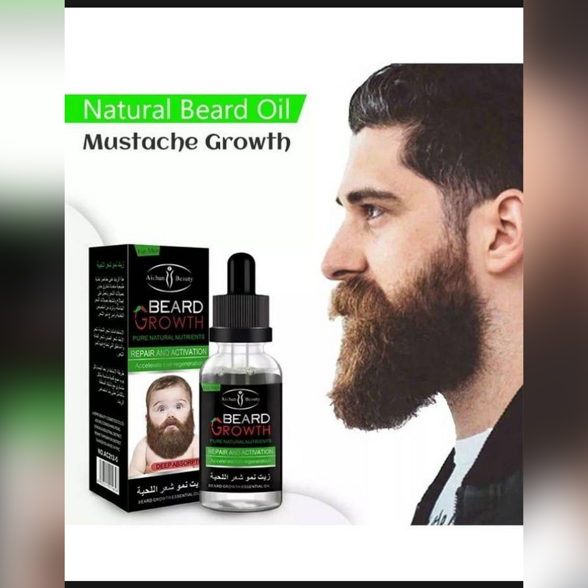 Natural Beard Oil For Mustache Growth & Hair Loss Treatment