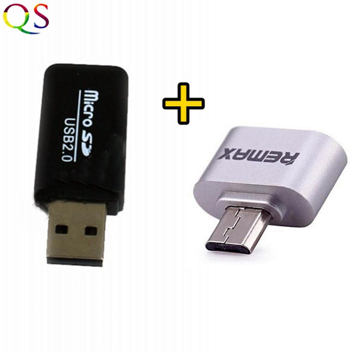 Card Reader plus Remax OTG USB Connector - Pack of 2