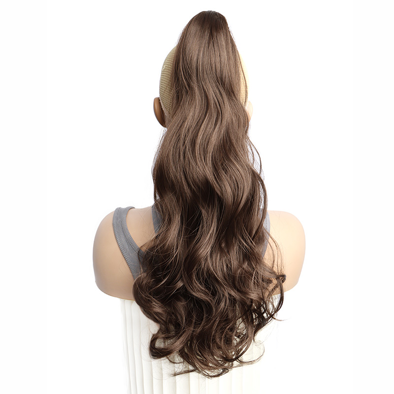 Synthetic Long Curly Ponytail Heat-resistant Claw Clip in Hair Extension Black Brown Golden Hairpiece for Women