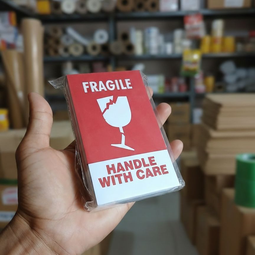 Fragile label Stickers | 100 Stickers | Handle with care | Small and Big size available | Solid Packages