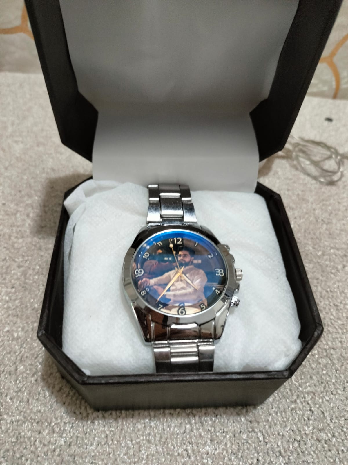 Customized Name Silver Chain Watch For Boys With Pic Box - Premium Quality