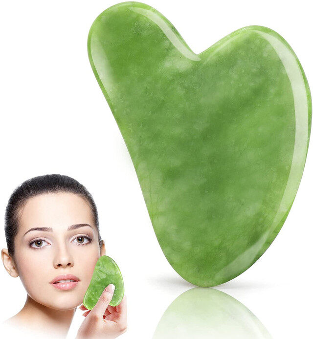 Heart Shape Jade Gua Sha Facial Massage Scraper | Natural Stone Face & Neck Massage Tool