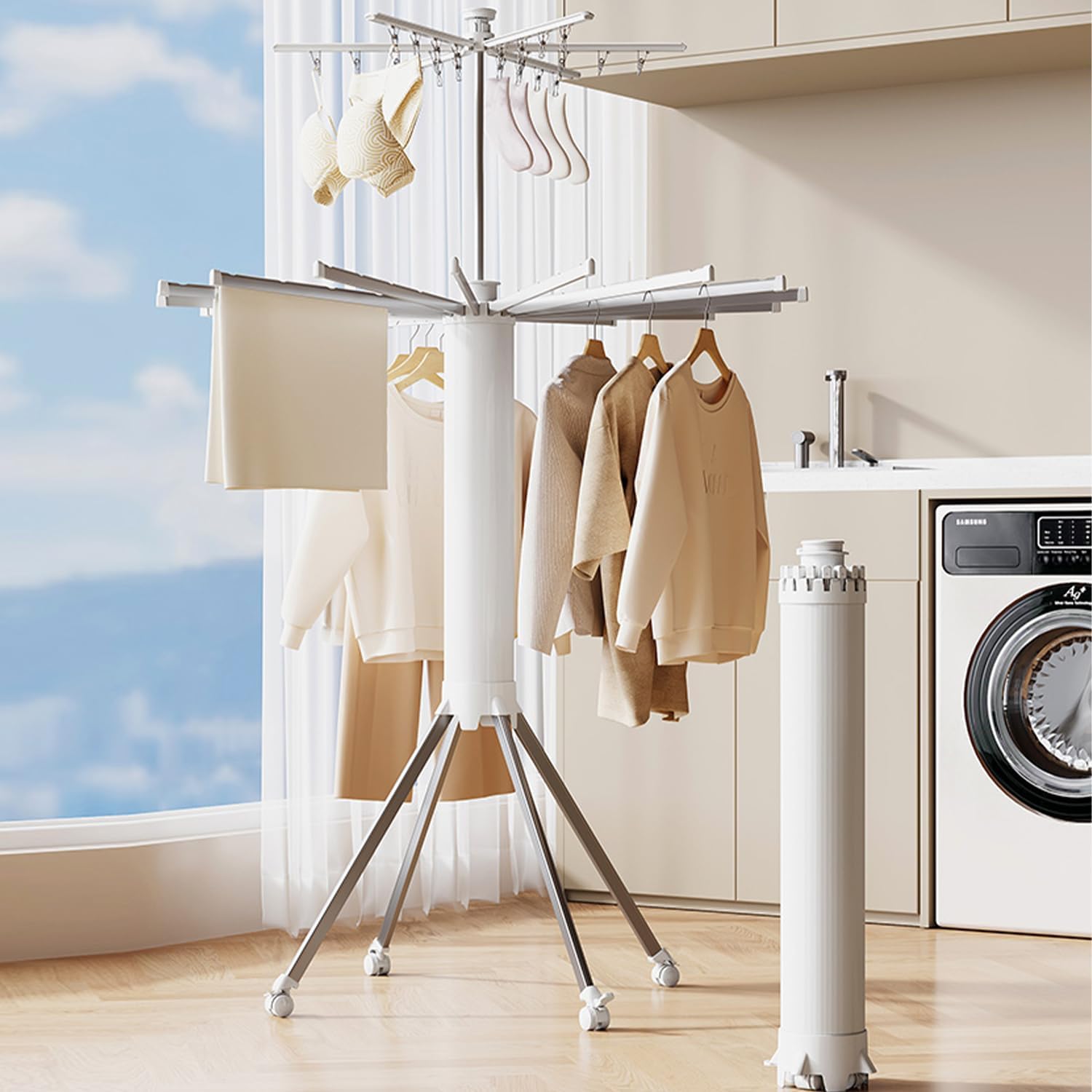 Aluminum Tripod Clothes Drying Rack for Laundry, Clothes Drying