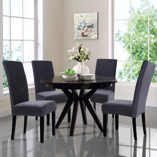 6 Dining Chair Cover Set Elastic Fitted Solid Color Jersey Cover Comfortable Chair Cover For