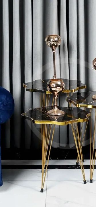 Mdf Wood Daisy Nesting Table With Metal Stand Set of 3 Round table Table Decoration coffee table Daisy coffee table dining table Nesting table set Side Table Coffee Table nesting table Decor - Coffee Table - Set Of 3 Side Tables