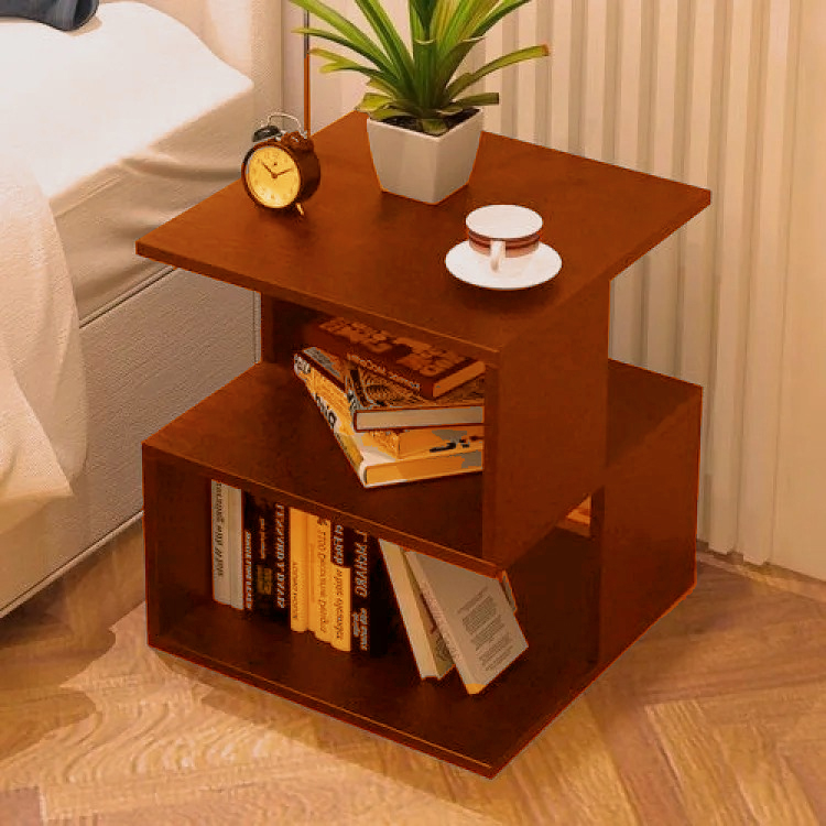 Magic Cube Nighstands 2 Tier Rectangular hollow design Side Table bedroom & office