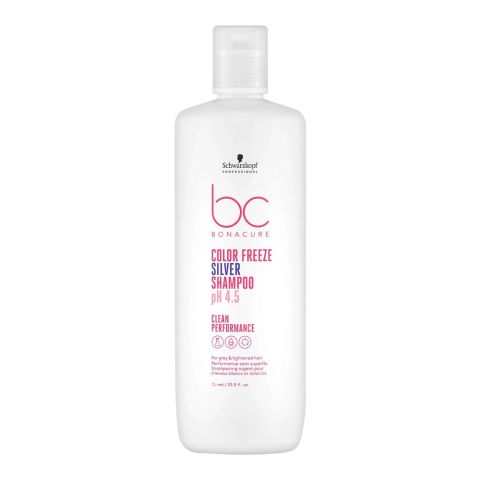 BC Bonacure Color Freeze Silver PH 4.5 Clean Performance Shampoo, For Grey & Lightened Hair | Hair Cleansing Care | 1000ml