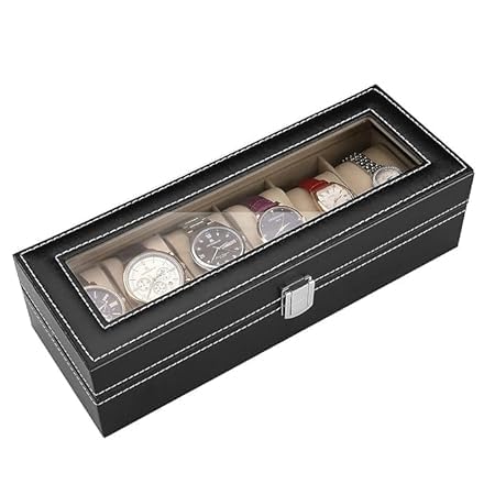 6 Grids Watch Box PU Leather Watch Case Holder Organizer Storage Box for Watches Display Best Gift Sams traders wholesale
