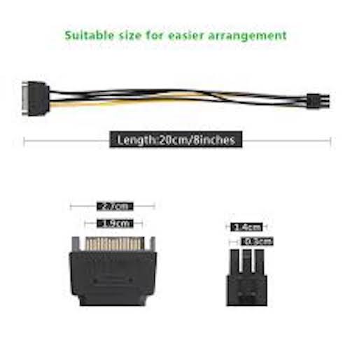 SATA Power Cable Female To 6 Pin Male Sata to PCI-Express Graphics Card Power Cable Connector