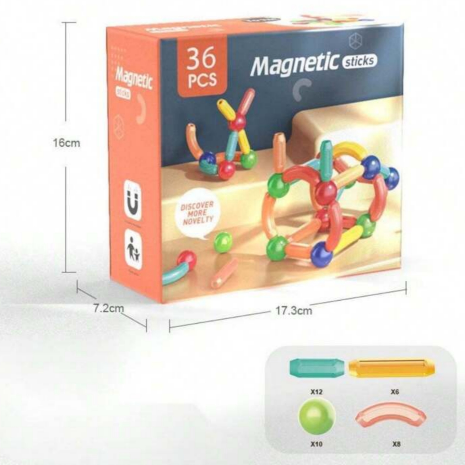 Magnetic Toys Building Blocks  36/42/64/25 Pcs Kids Magnet Balls and Rods Set  Toddler STEM Sticks Toy  Learning Educational Block Games Stacking Toys for Boy Girl Age 3+ Years Old Preschool