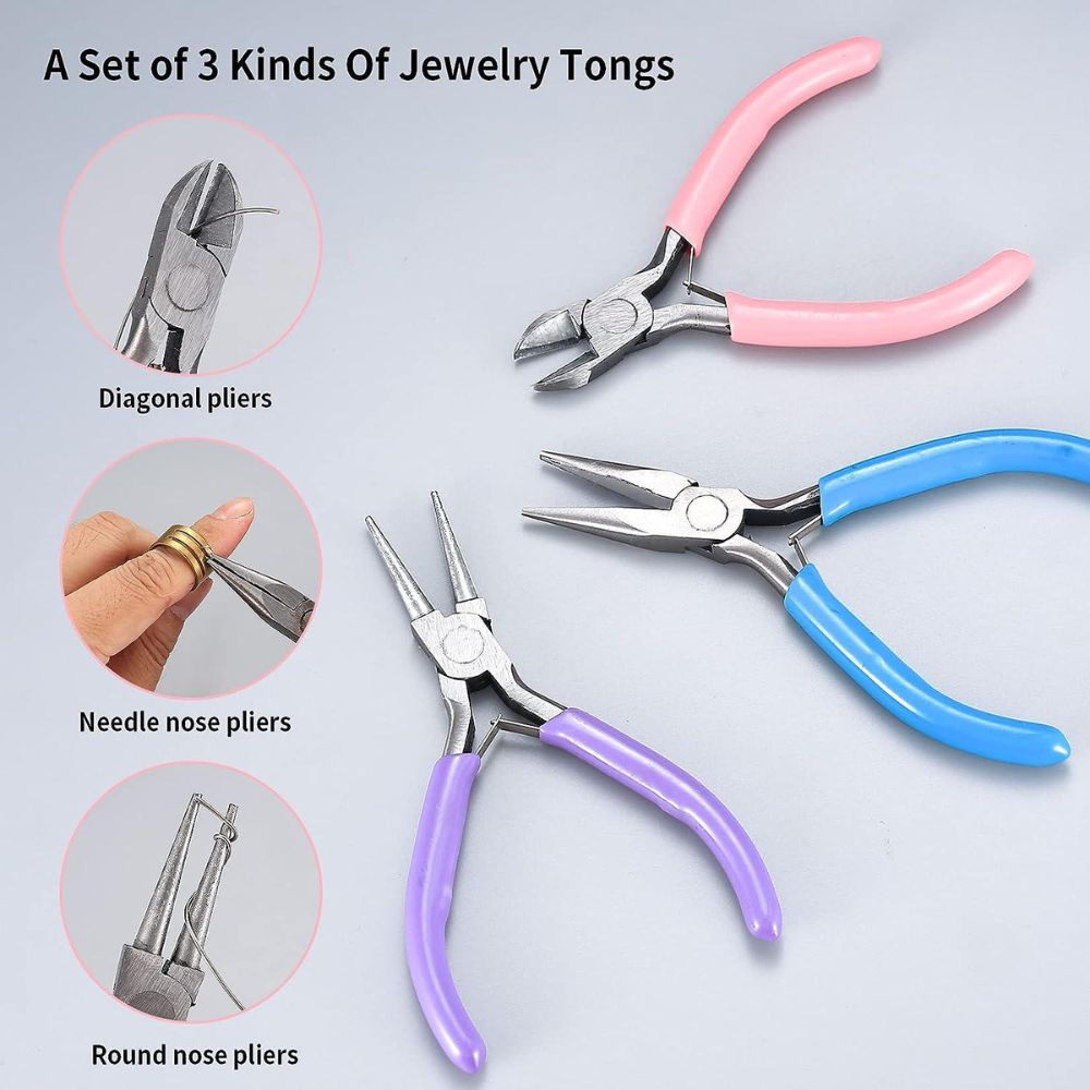 3 Pcs Set Jewelry Making Tools Pliers Cutter Nose Plier Chain Plier Side Cutter Bracelet Making General Crafts Tools Jewellery Tools & Equipments Arts & Crafts Tools Cutter Beading Tools Diy Arts & Craft Tools for Bracelet making b SAMS Arts & Crafts