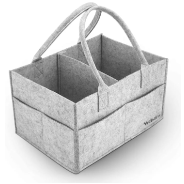 Baby Diaper Caddy Organizer, Foldable Felt Storage Bag with Multi Pockets and Flexible Compartments, Portable Car Travel Organizer for Changing Nappy, Wipes, Newborn Shower Gift