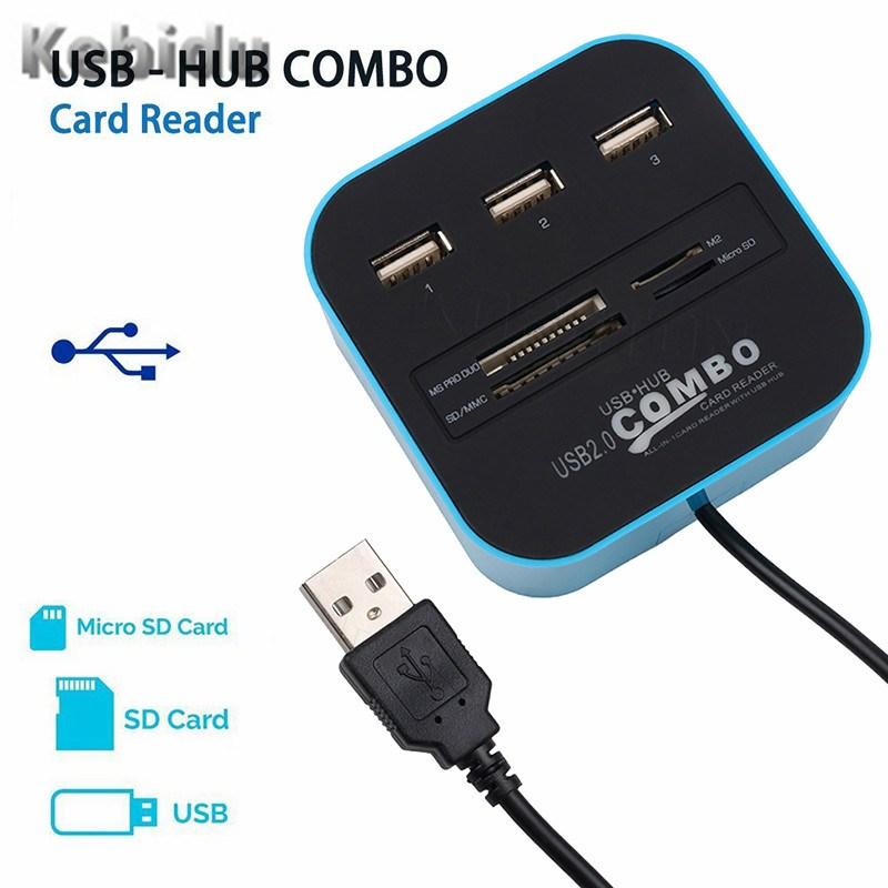 High Speed USB Hub 2.0 3 Ports With Card Reader Mini Hub USB Combo USB Splitter Adapter For PC Laptop Computer