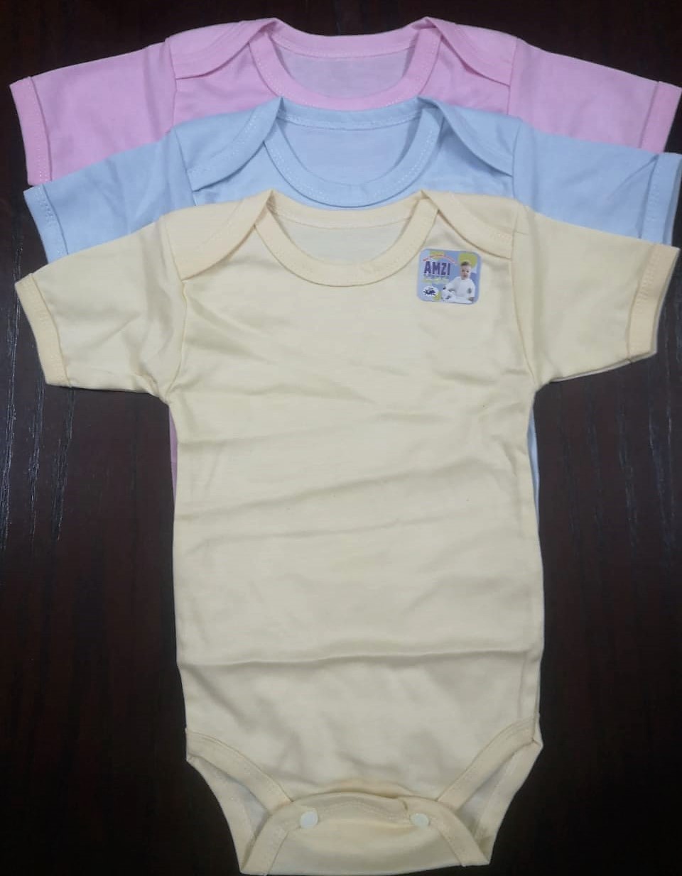 Pack of 3 Colorful Romper Vest for Babies Full Sleeves (Interlock Body Suit) - Multicolor