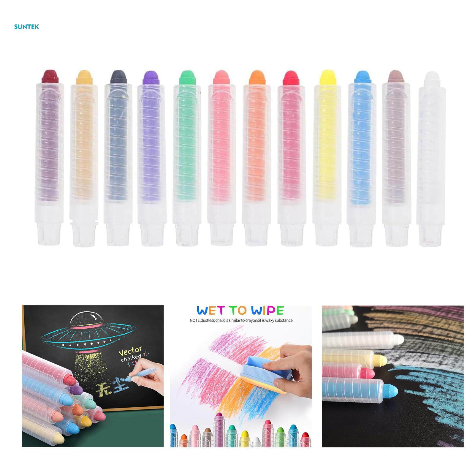 12 Colors Sidewalk Chalks for Kids Non Dust Chalks for Indoors