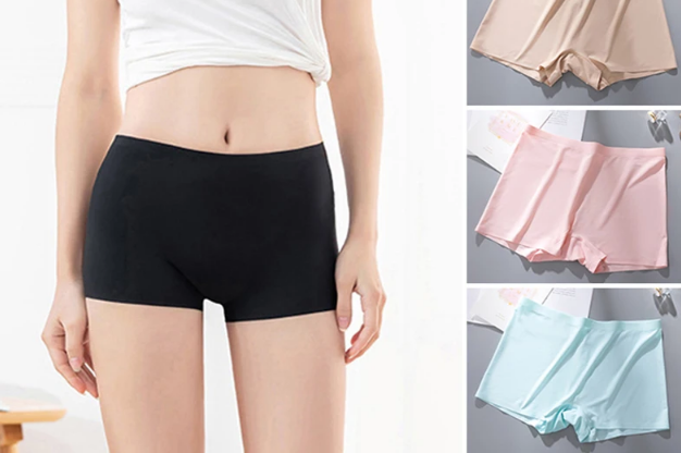 Womens Seamless Short Panty Ice Silk Soft Comfortable Thigh Underwear Boxer Briefs Breathable Stretchable Lingerie for Ladies